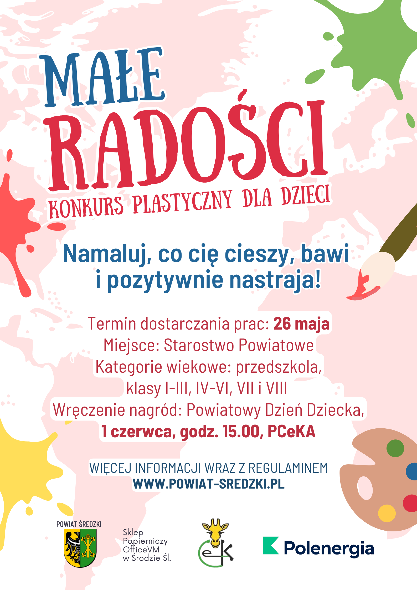 Plakat z informacją o konkursie pod nazwą: Małe Radości Konkurs Plastyczny dla Dzieci