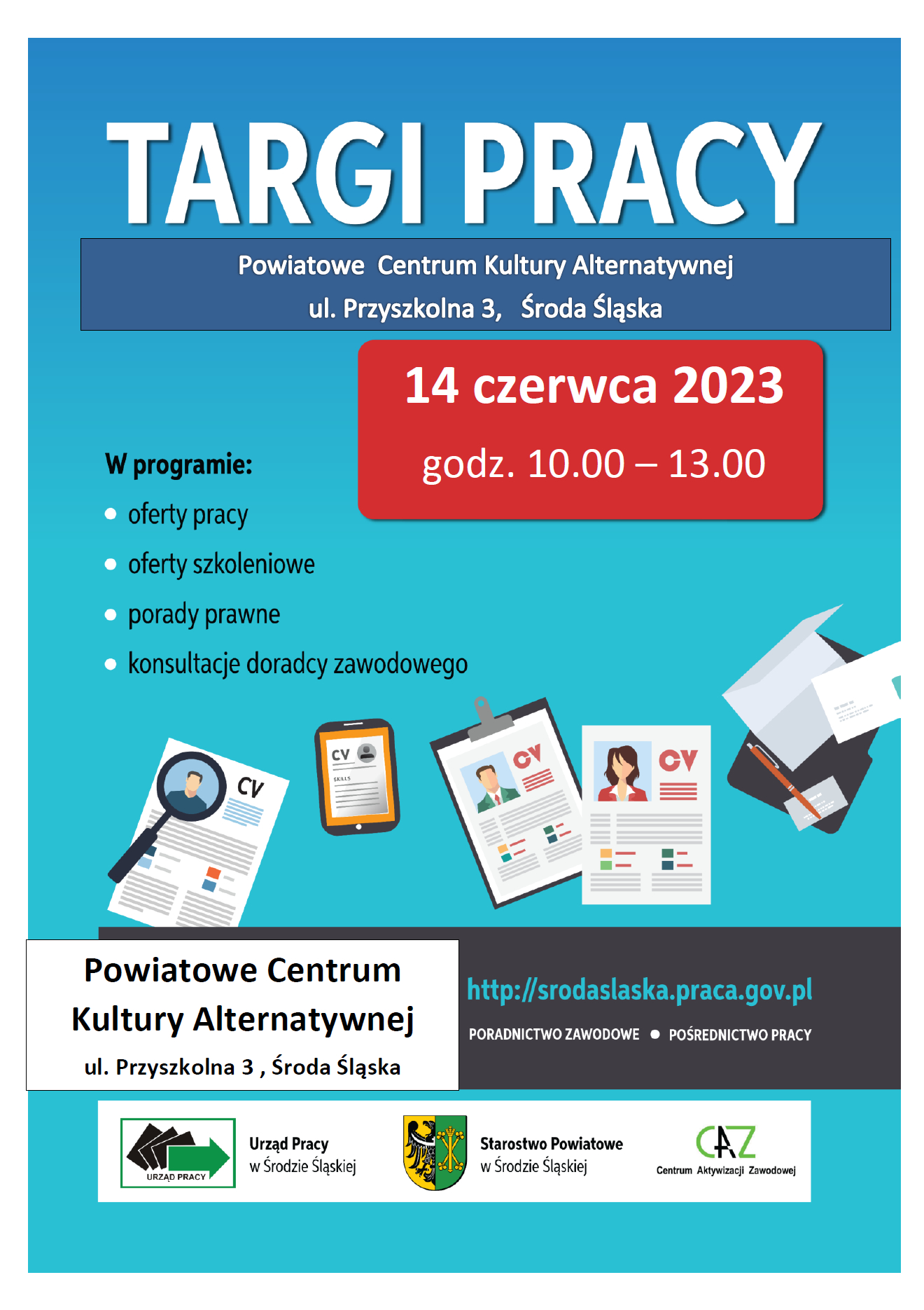 Targi_Pracy_2023 Plakat z informacjami o targach pracy.